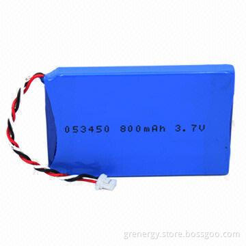 3.7V 800mAh Lithium-ion Polymer Battery, 503450, RoH-approved, Flat Prismatic Shape, with PCB